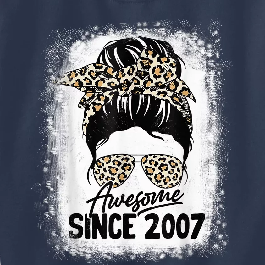 15 Years Old Awesome Since 2007 Leopard 15th Birthday Kids Sweatshirt