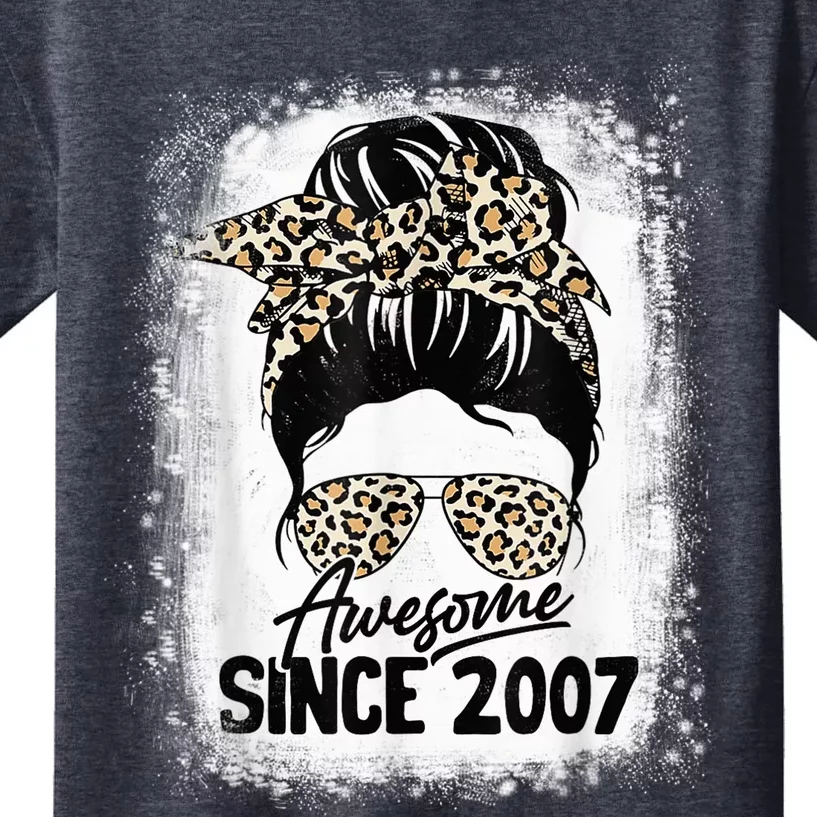 15 Years Old Awesome Since 2007 Leopard 15th Birthday Kids T-Shirt