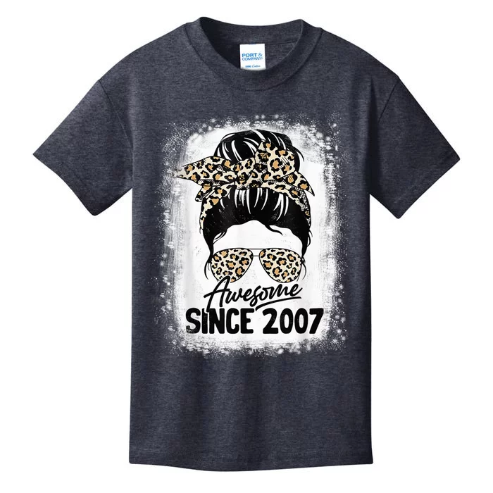 15 Years Old Awesome Since 2007 Leopard 15th Birthday Kids T-Shirt