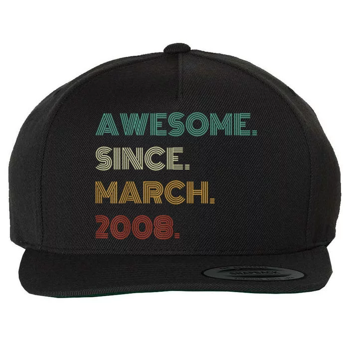 15 Years Old Awesome Since March 2008 15th Birthday Wool Snapback Cap