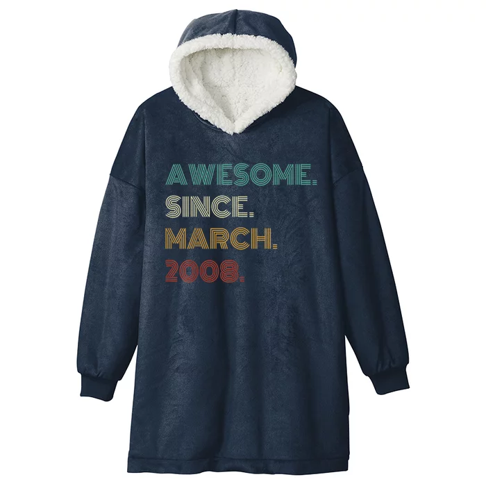 15 Years Old Awesome Since March 2008 15th Birthday Hooded Wearable Blanket