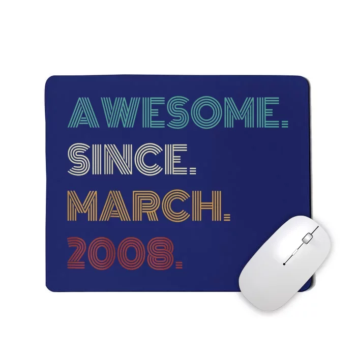 15 Years Old Awesome Since March 2008 15th Birthday Mousepad