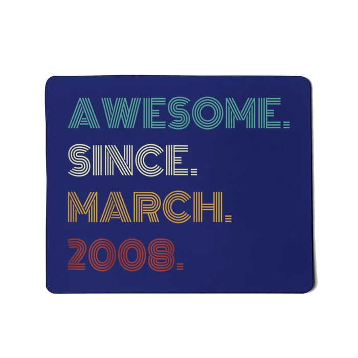 15 Years Old Awesome Since March 2008 15th Birthday Mousepad