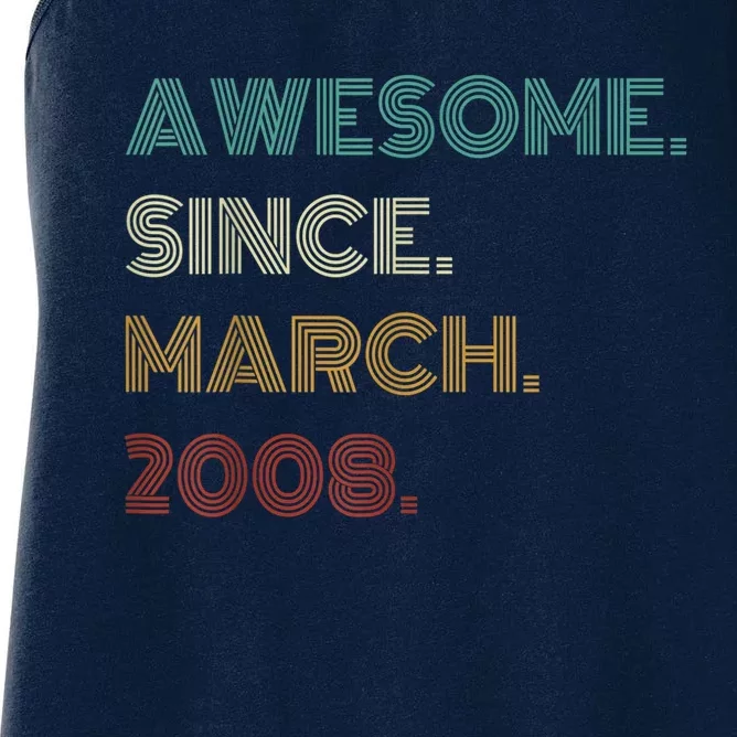 15 Years Old Awesome Since March 2008 15th Birthday Women's Racerback Tank