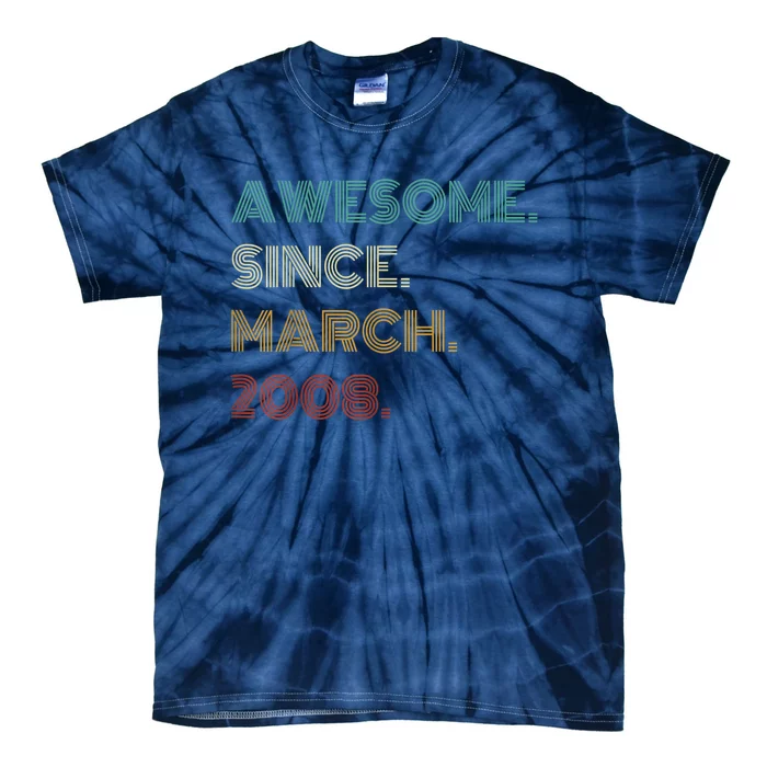 15 Years Old Awesome Since March 2008 15th Birthday Tie-Dye T-Shirt