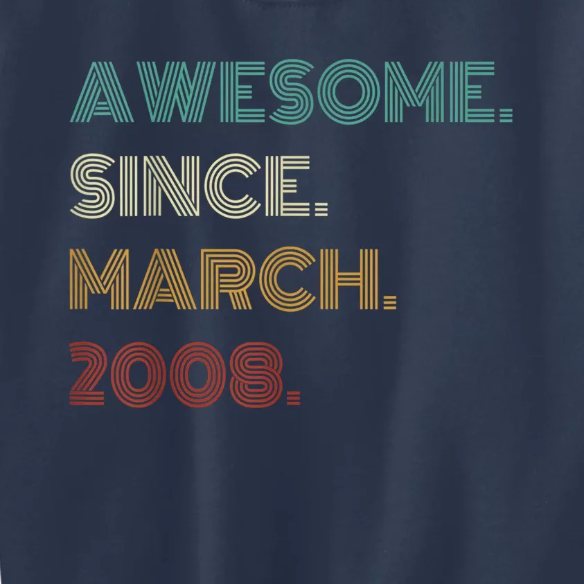 15 Years Old Awesome Since March 2008 15th Birthday Kids Sweatshirt