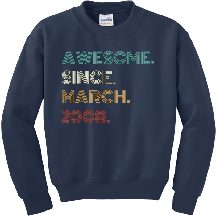 15 Years Old Awesome Since March 2008 15th Birthday Kids Sweatshirt