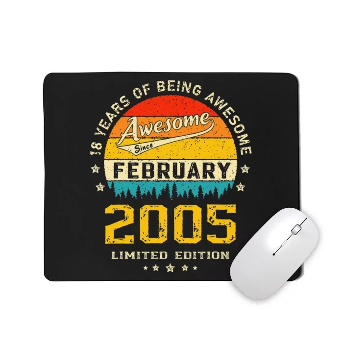 18 Year Old Birthday Awesome Since February 2005 Vintage Mousepad