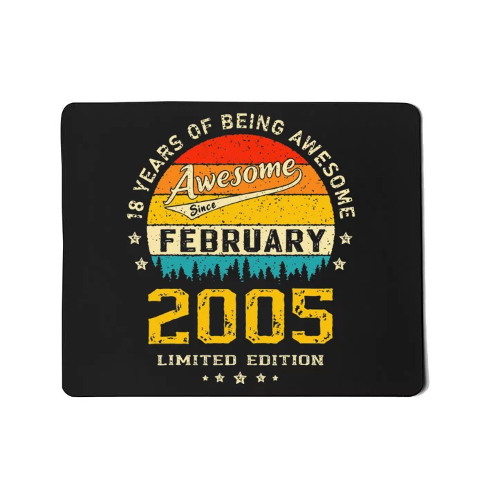 18 Year Old Birthday Awesome Since February 2005 Vintage Mousepad