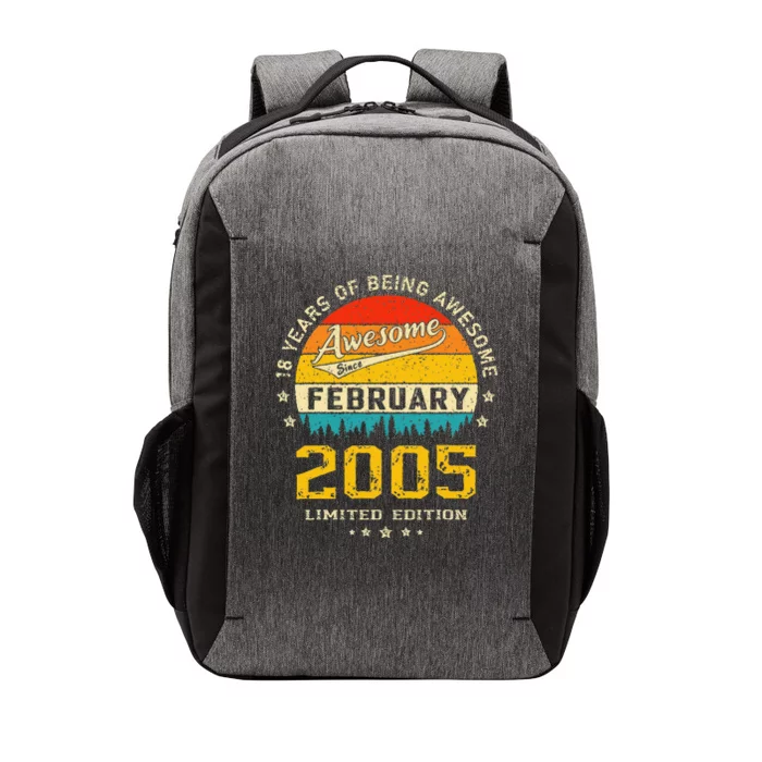 18 Year Old Birthday Awesome Since February 2005 Vintage Vector Backpack