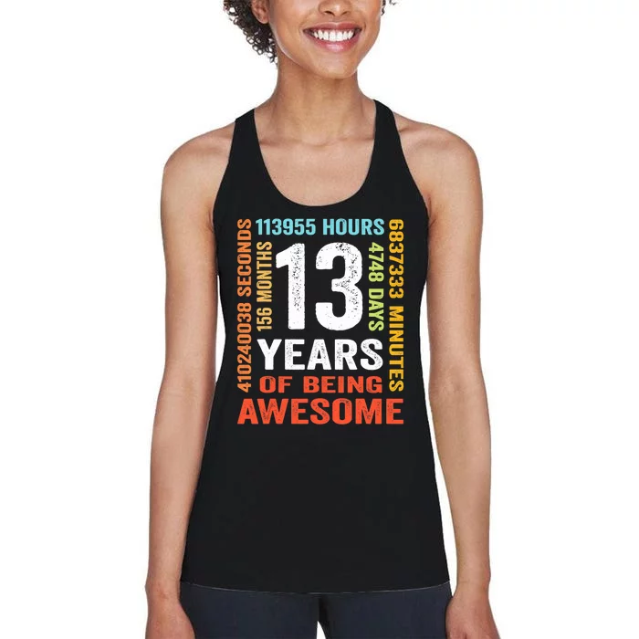 13 Years Old 13th Birthday Gift Vintage 156 Month Boy Girl Women's Racerback Tank