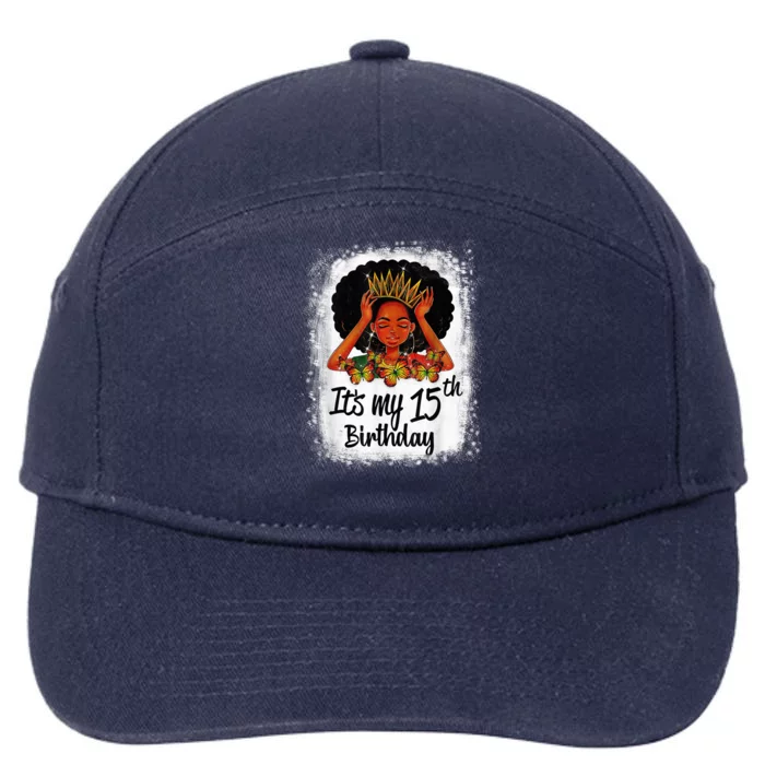 15 Years Old Black Melanin Wo Girl It's My 15th Birthday 7-Panel Snapback Hat