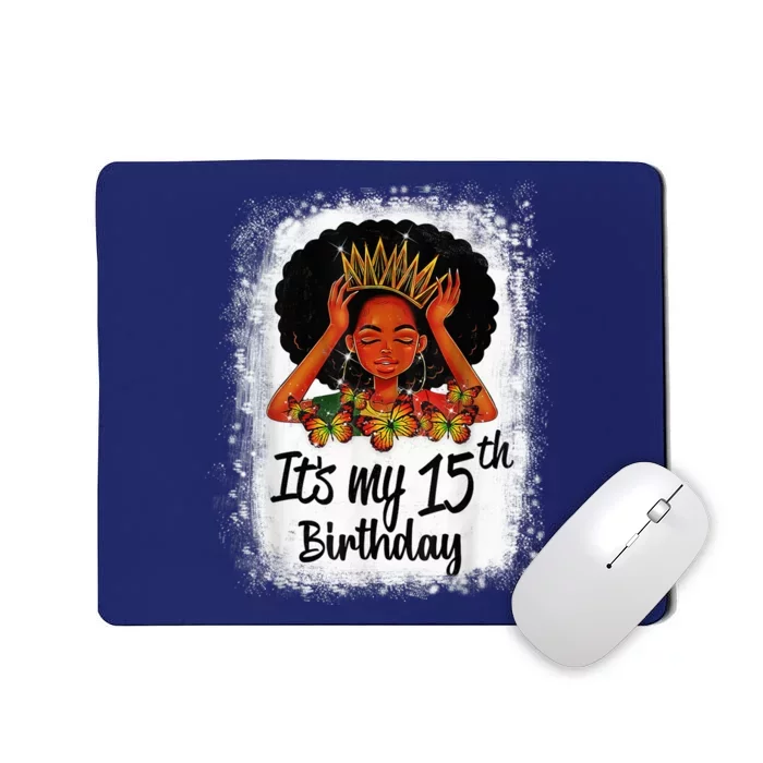 15 Years Old Black Melanin Wo Girl It's My 15th Birthday Mousepad