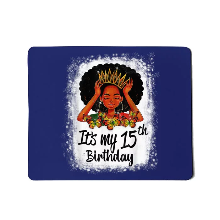 15 Years Old Black Melanin Wo Girl It's My 15th Birthday Mousepad