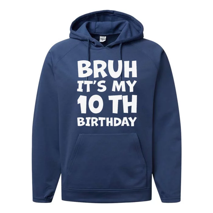 10 Year Old Bday Decorations Son Boy 10yr 10th Birthday Performance Fleece Hoodie