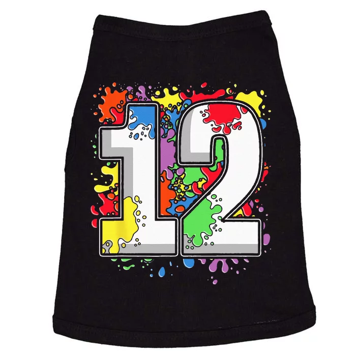 12 Years Old Colorful Splashes 12th Birthday Paint Splash Doggie Tank