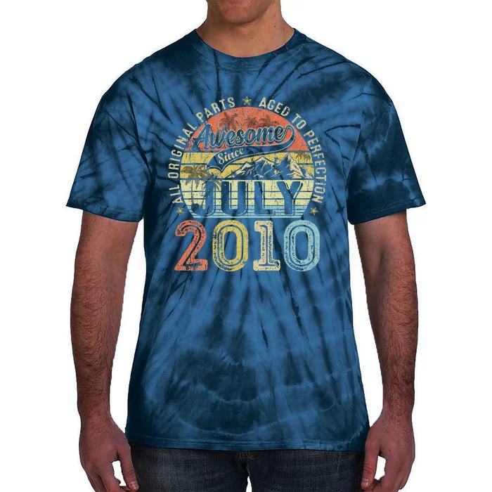 13 Year Old Vintage July 2010 Born In 2010 13th Birthday Tie-Dye T-Shirt