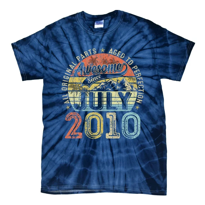 13 Year Old Vintage July 2010 Born In 2010 13th Birthday Tie-Dye T-Shirt