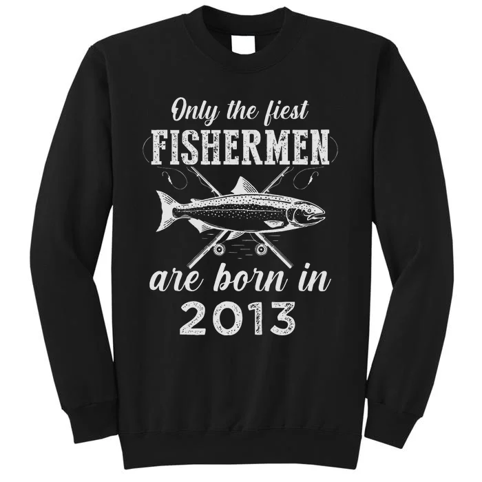 10 Year Old Fisherman Fishing Born In 2013 10th Birthday Tall Sweatshirt