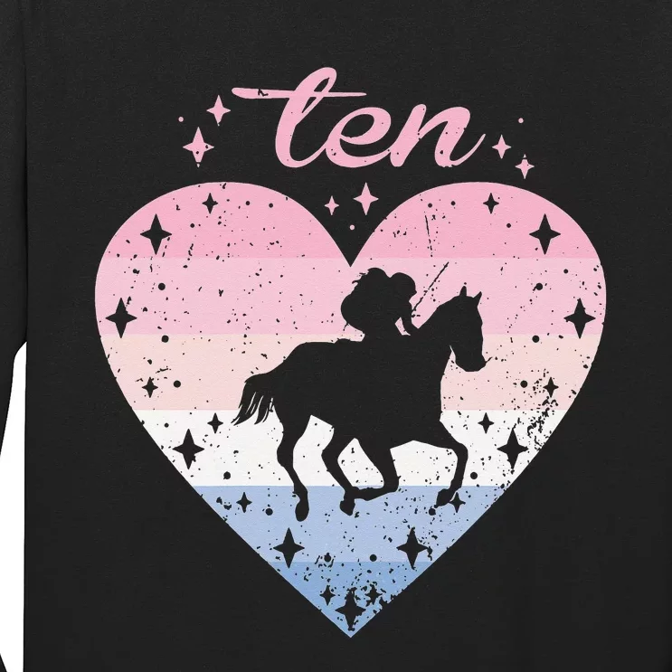 10 Year Old Cute Horse Riding Birthday 10th Bday Long Sleeve Shirt