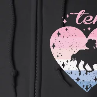 10 Year Old Cute Horse Riding Birthday 10th Bday Full Zip Hoodie