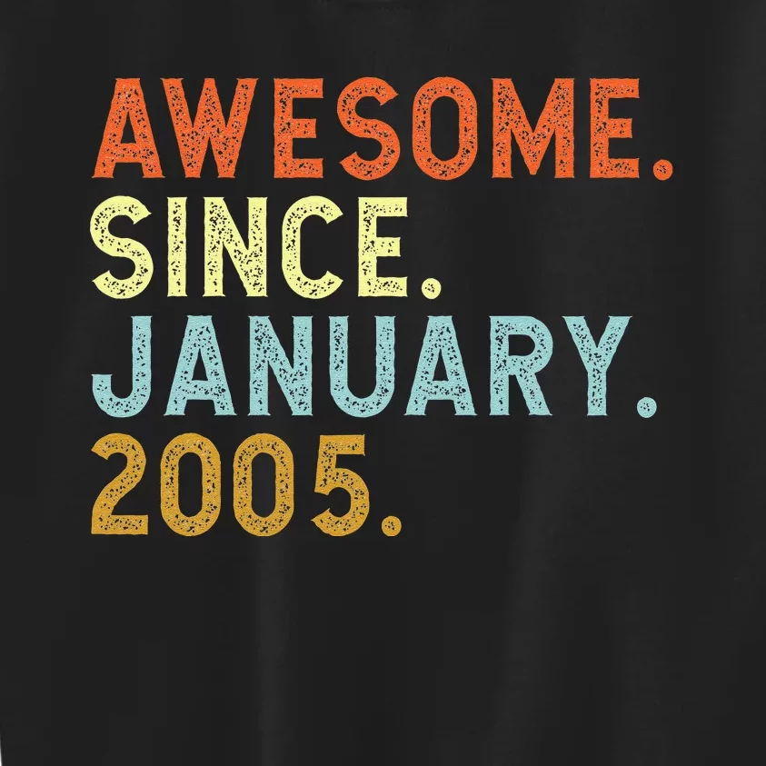 18 Years Old Awesome Since January 2005 18th 18 Birthday Kids Sweatshirt