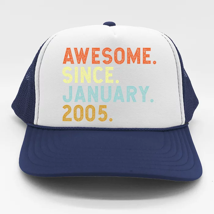 18 Years Old Awesome Since January 2005 18th 18 Birthday Trucker Hat