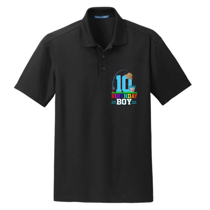 10 Year Old Fishing 10th Birthday Bday Party Decorations Dry Zone Grid Performance Polo