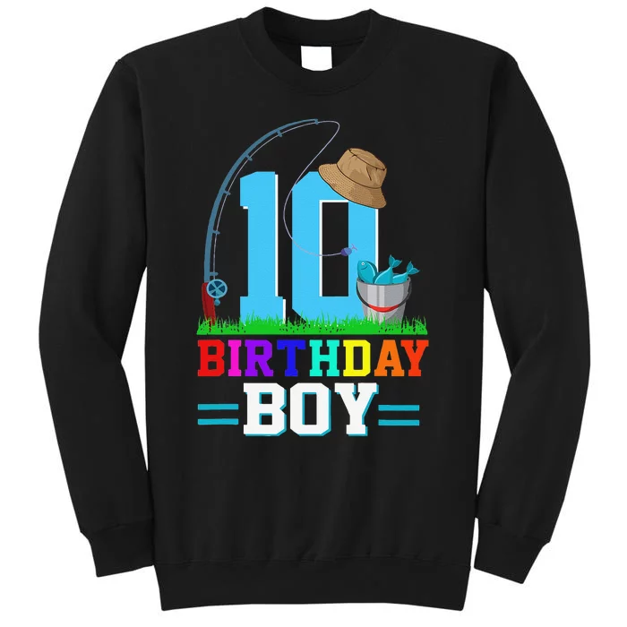 10 Year Old Fishing 10th Birthday Bday Party Decorations Tall Sweatshirt