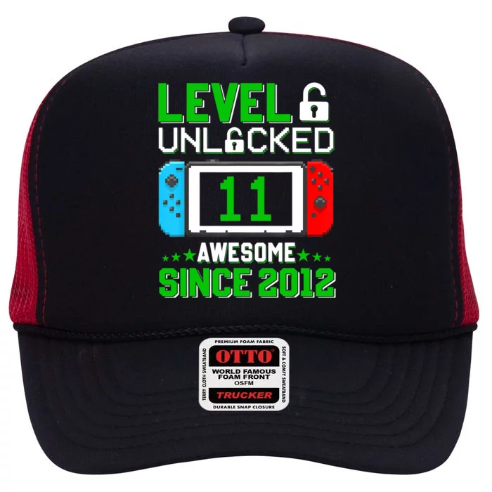 11 Year Old Boy Level 11 Unlocked Awesome 2012 11th Birthday High Crown Mesh Trucker Hat