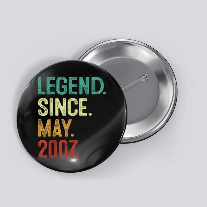 16 Years Old Legend Since May 2007 16th Birthday Button