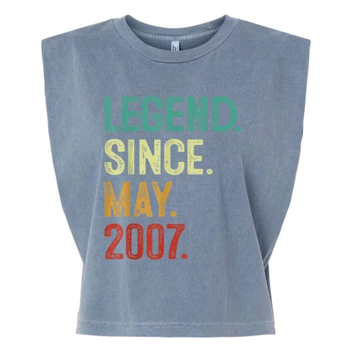 16 Years Old Legend Since May 2007 16th Birthday Garment-Dyed Women's Muscle Tee