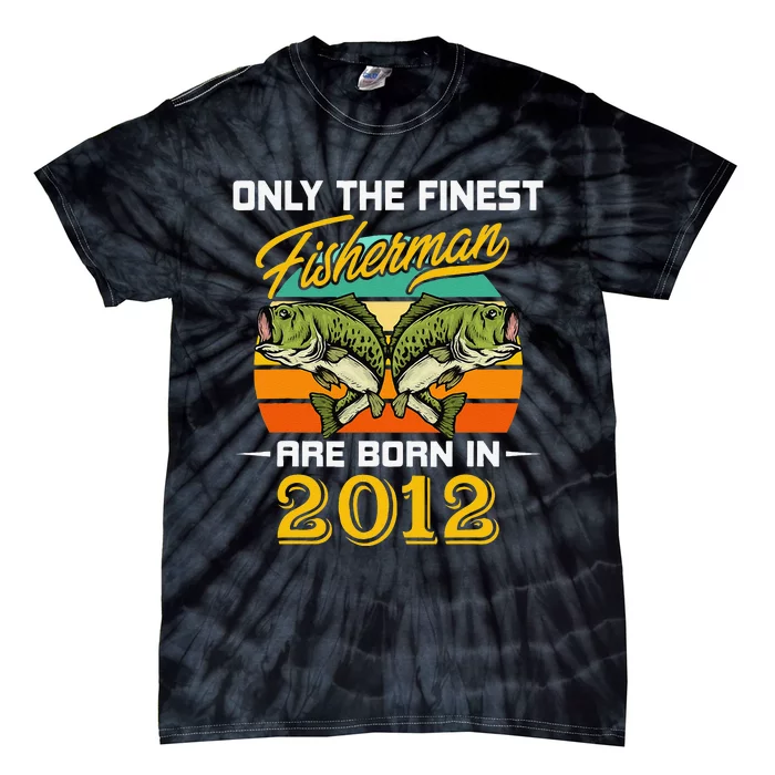 10 Years Old Fisherman Born In 2012 10th Birthday Tie-Dye T-Shirt