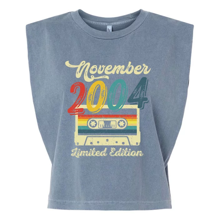 18 Years Old Gift Retro November 2004 Cassette 18th Birthday Garment-Dyed Women's Muscle Tee