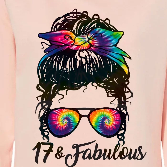 17 Years Old Fabulous Messy Bun Tie Dye 17th Birthday Womens California Wash Sweatshirt