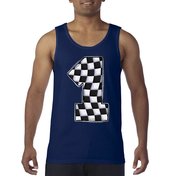 1 Year Old Pit Crew One Car Racing 1st Birthday Race Car Tank Top