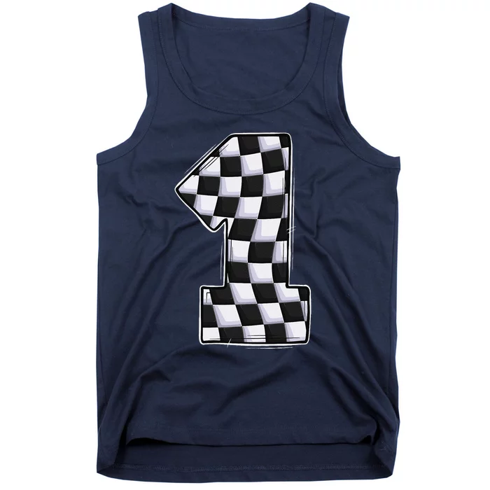 1 Year Old Pit Crew One Car Racing 1st Birthday Race Car Tank Top