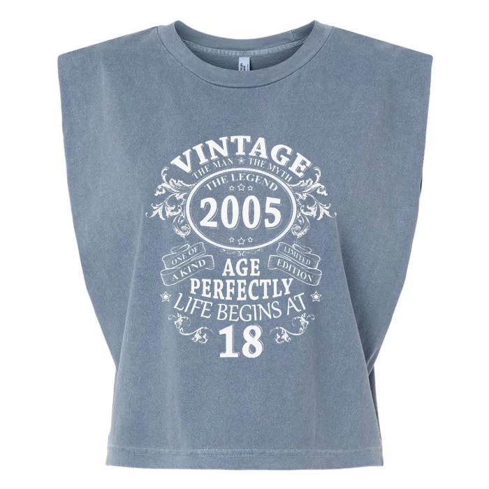 18 Years Old Gift Vintage 2005 18th Birthday Gifts For Garment-Dyed Women's Muscle Tee