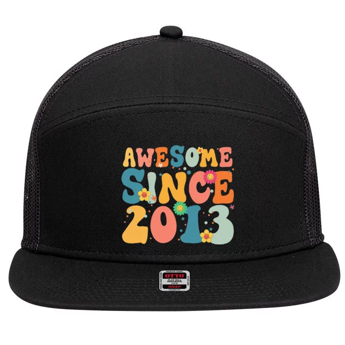 10 Year Old Awesome Since 2013 10th Birthday Gift Women 7 Panel Mesh Trucker Snapback Hat