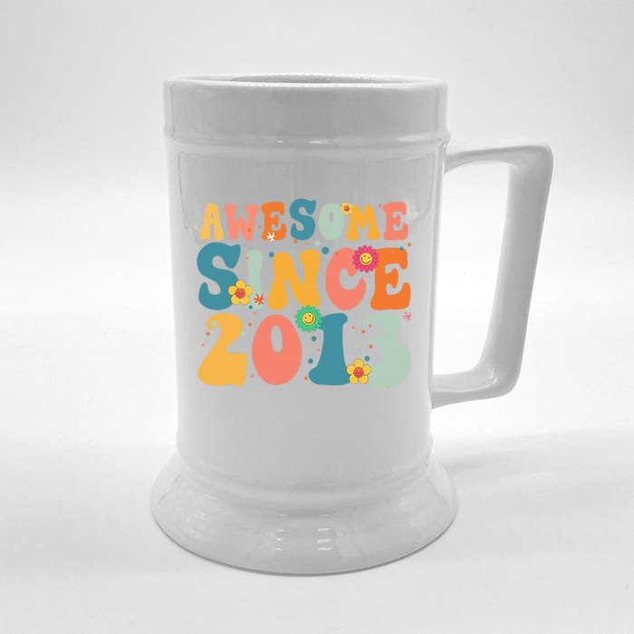 10 Year Old Awesome Since 2013 10th Birthday Gift Women Front & Back Beer Stein