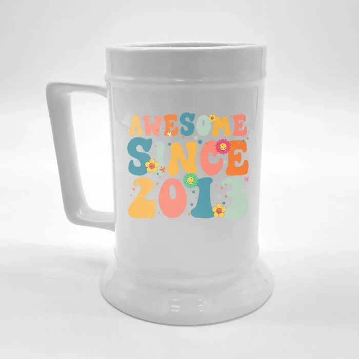 10 Year Old Awesome Since 2013 10th Birthday Gift Women Front & Back Beer Stein