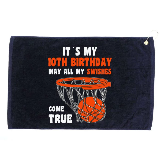 10 Year Old Happy 10th Birthday Basketball 10th Birthday Grommeted Golf Towel