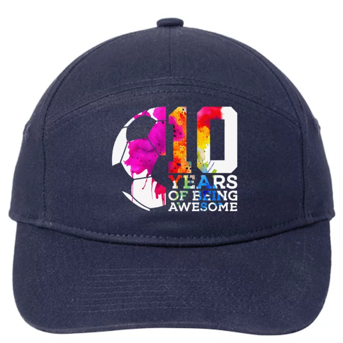 10 Years Of Being Awesome Soccer 10th Birthday 7-Panel Snapback Hat