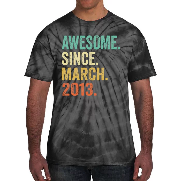 10 Year Old Awesome Since March 2013 10th Birthday Gift Tie-Dye T-Shirt