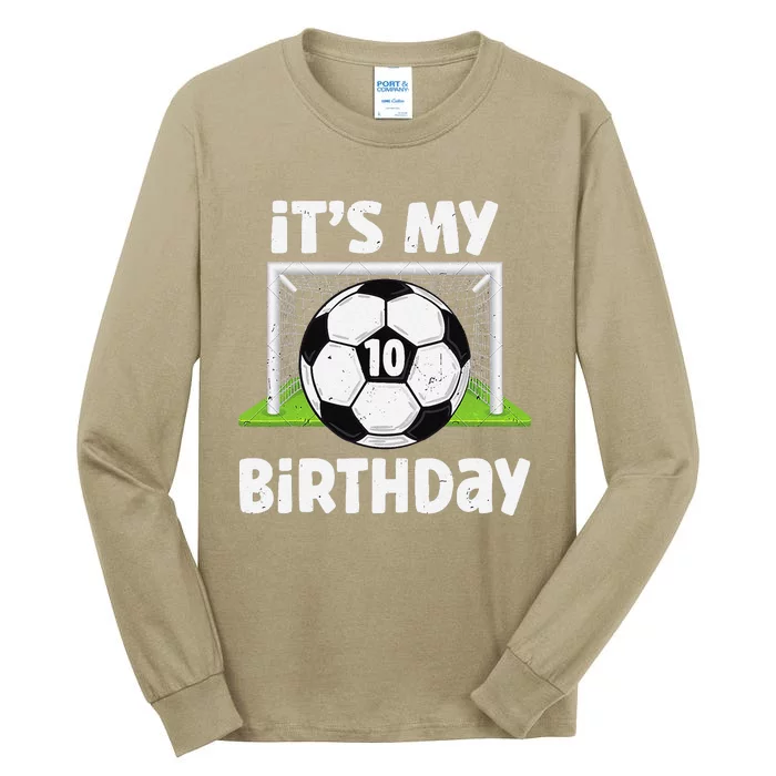 10 Years Old Soccer 10th Birthday Player Bday Party Tall Long Sleeve T-Shirt