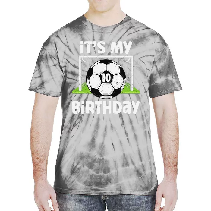 10 Years Old Soccer 10th Birthday Player Bday Party Tie-Dye T-Shirt