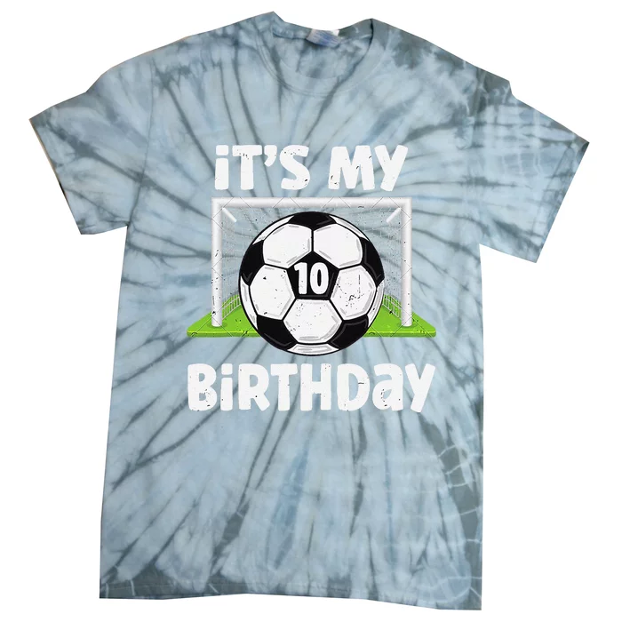 10 Years Old Soccer 10th Birthday Player Bday Party Tie-Dye T-Shirt