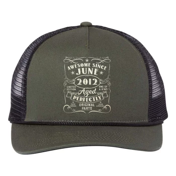 11 Year Old Awesome Since June 2012 11th Birthday Retro Rope Trucker Hat Cap