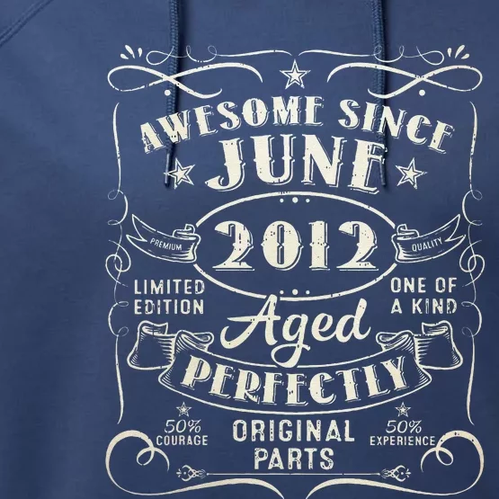 11 Year Old Awesome Since June 2012 11th Birthday Performance Fleece Hoodie