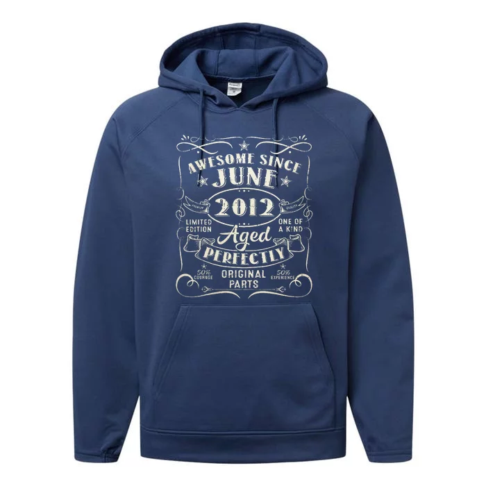 11 Year Old Awesome Since June 2012 11th Birthday Performance Fleece Hoodie